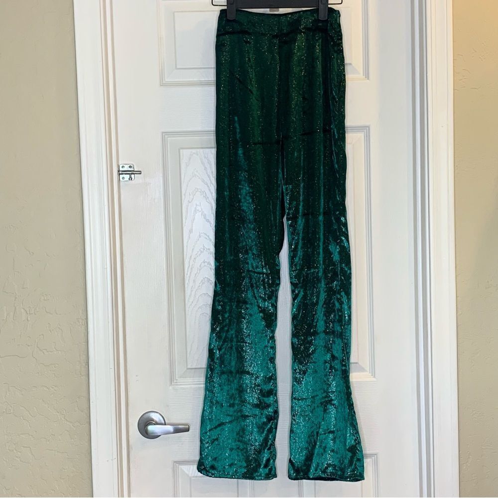 Superdown Dorian Wide Leg High Rise Pants in Green Size XXS